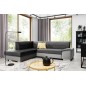 - Canapé d'angle convertible en tissu luxe 5 places, avec coffre, gris foncé et gris clair, angle gauche (vu de face), VERTU VEL