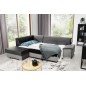 - Canapé d'angle convertible en tissu luxe 5 places, avec coffre, gris foncé et gris clair, angle gauche (vu de face), VERTU VEL