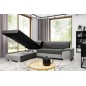 - Canapé d'angle convertible en tissu luxe 5 places, avec coffre, gris foncé et gris clair, angle gauche (vu de face), VERTU VEL