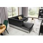 - Canapé d'angle convertible en tissu luxe 5 places, avec coffre, gris foncé et gris clair, angle gauche (vu de face), VERTU VEL