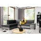 - Canapé d'angle convertible en tissu luxe 5 places, avec coffre, gris foncé et gris clair, angle gauche (vu de face), VERTU VEL