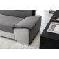 - Canapé d'angle convertible en tissu luxe 5 places, avec coffre, gris foncé et gris clair, angle gauche (vu de face), VERTU VEL