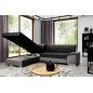 Canapé d'angle convertible en tissu luxe 5 places, avec coffre, noir et gris clair, angle gauche (vu de face), VERTU VELOURS