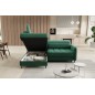 Canapé d'angle convertible en velours vert luxe 3 places BARTOLI, angle gauche (vu de face) Canapé d'angle convertible en velours vert luxe 3 places BARTOLI, angle gauche (vu de face)