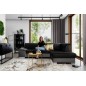 Canapé d'angle convertible en tissu luxe 5 places, avec coffre - noir et gris clair, angle droit (vu de face), VERTU VELOURS