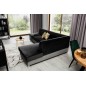 Canapé d'angle convertible en tissu luxe 5 places, avec coffre - noir et gris clair, angle droit (vu de face), VERTU VELOURS