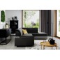 Canapé d'angle convertible en tissu luxe 5 places, avec coffre - noir et gris clair, angle droit (vu de face), VERTU VELOURS