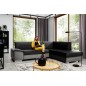 Canapé d'angle convertible en tissu luxe 5 places, avec coffre - noir et gris clair, angle droit (vu de face), VERTU VELOURS