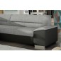 - Canapé d'angle convertible en tissu luxe gris et simili cuir noir, 5 places, avec coffre, angle gauche (vu de face) - VERTU MI