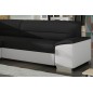 Canapé d'angle convertible en tissu luxe noir et simili cuir blanc cassé, 5 places, avec coffre, angle gauche (vu de face), VERT
