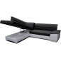 Canapé d'angle convertible en tissu luxe noir et simili cuir blanc cassé, 5 places, avec coffre, angle gauche (vu de face), VERT