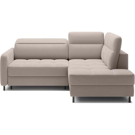 Canapé d'angle convertible en velours beige luxe 3 places BARTOLI