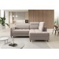 Canapé d'angle convertible en velours beige luxe 3 places BARTOLI, angle droite (vu de face)