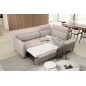 Canapé d'angle convertible en velours beige luxe 3 places BARTOLI, angle droite (vu de face)