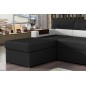 - Canapé d'angle convertible en tissu luxe noir et simili cuir blanc cassé, 5 places, avec coffre, angle gauche (vu de face) - R