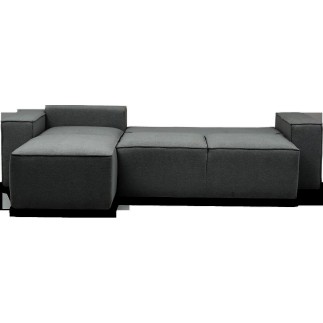 Canapé d'angle convertible - SIDNEY VELOURS - en tissu Luxe - 5/6 places, couleur anthracite, angle gauche (vu de face)