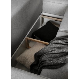 Canapé d'angle convertible - SIDNEY VELOURS - en tissu Luxe - 5/6 places, couleur anthracite, angle gauche (vu de face)