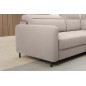 Canapé d'angle convertible en velours beige luxe 3 places BARTOLI, angle droite (vu de face)