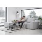 - Canapé d'angle convertible - SIDNEY VELOURS - en tissu Luxe - 5/6 places, gris clair, angle gauche (vu de face)