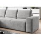 - Canapé d'angle convertible - SIDNEY VELOURS - en tissu Luxe - 5/6 places, gris clair, angle gauche (vu de face)