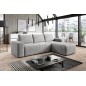Canapé d'angle convertible - SIDNEY VELOURS - en tissu Luxe - 5/6 places, gris clair, angle droit (vu de face)
