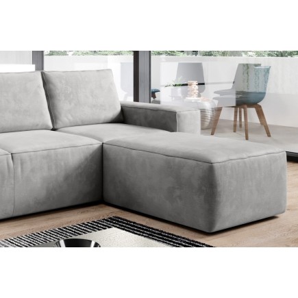 Canapé d'angle convertible - SIDNEY VELOURS - en tissu Luxe - 5/6 places, gris clair, angle droit (vu de face)