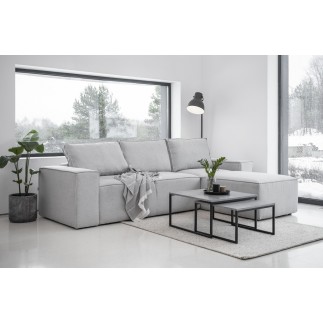 Canapé d'angle convertible - SIDNEY VELOURS - en tissu Luxe - 5/6 places, gris clair, angle droit (vu de face)