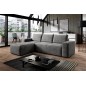 Canapé d'angle convertible - SIDNEY VELOURS - en tissu Luxe - 5/6 places, gris foncé, angle gauche (vu de face)