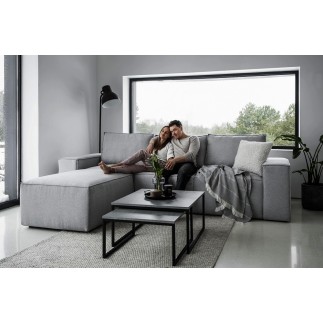 Canapé d'angle convertible - SIDNEY VELOURS - en tissu Luxe - 5/6 places, gris foncé, angle gauche (vu de face)