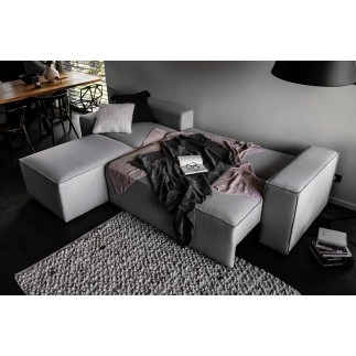 Canapé d'angle convertible - SIDNEY VELOURS - en tissu Luxe - 5/6 places, gris foncé, angle gauche (vu de face)