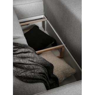Canapé d'angle convertible - SIDNEY VELOURS - en tissu Luxe - 5/6 places, gris foncé, angle gauche (vu de face)