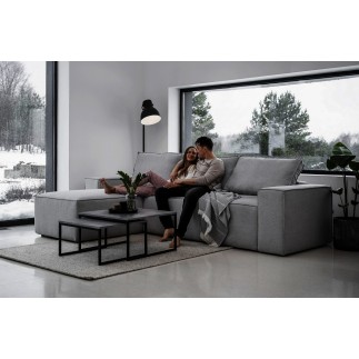 Canapé d'angle convertible - SIDNEY VELOURS - en tissu Luxe - 5/6 places, gris foncé, angle gauche (vu de face)