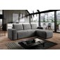 Canapé d'angle convertible - SIDNEY VELOURS - en tissu Luxe - 5/6 places, gris foncé, angle droit (vu de face)