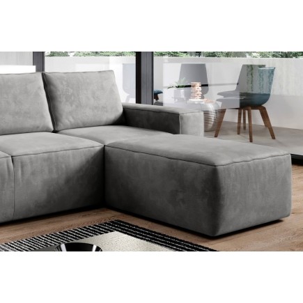 Canapé d'angle convertible - SIDNEY VELOURS - en tissu Luxe - 5/6 places, gris foncé, angle droit (vu de face)