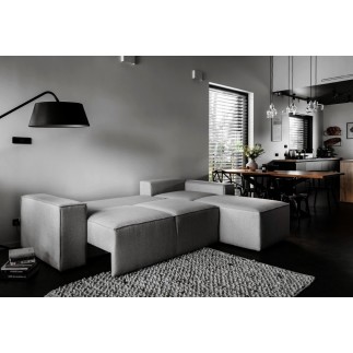 Canapé d'angle convertible - SIDNEY VELOURS - en tissu Luxe - 5/6 places, gris foncé, angle droit (vu de face)