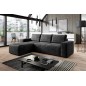 Canapé d'angle convertible - SIDNEY VELOURS - en tissu Luxe - 5/6 places, anthracite, angle gauche (vu de face)