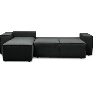 Canapé d'angle convertible - SIDNEY VELOURS - en tissu Luxe - 5/6 places, anthracite, angle gauche (vu de face)