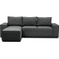 Canapé d'angle convertible - SIDNEY VELOURS - en tissu Luxe - 5/6 places, anthracite, angle gauche (vu de face)