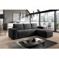 Canapé d'angle convertible - SIDNEY VELOURS - en tissu Luxe - 5/6 places, anthracite, angle droit (vu de face)