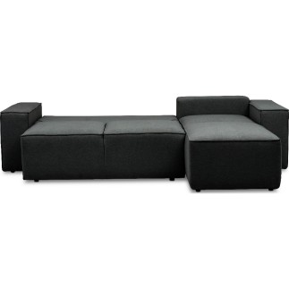 Canapé d'angle convertible - SIDNEY VELOURS - en tissu Luxe - 5/6 places, anthracite, angle droit (vu de face)