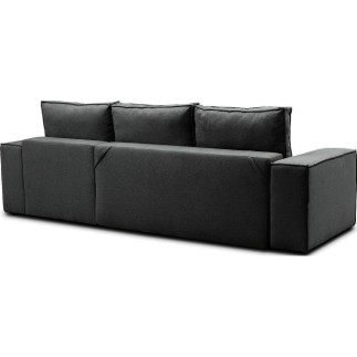 Canapé d'angle convertible - SIDNEY VELOURS - en tissu Luxe - 5/6 places, anthracite, angle droit (vu de face)