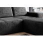 Canapé d'angle convertible - SIDNEY VELOURS - en tissu Luxe - 5/6 places, anthracite, angle droit (vu de face)