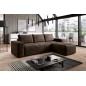 Canapé d'angle convertible - SIDNEY VELOURS - en tissu Luxe - 5/6 places, chocolat, angle droit (vu de face)