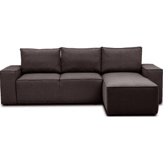 Canapé d'angle convertible - SIDNEY VELOURS - en tissu Luxe - 5/6 places, chocolat, angle droit (vu de face)