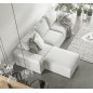- Canapé d'angle convertible - SIDNEY VELOURS - en tissu Luxe, 5/6 places, blanc cassé, angle gauche (vu de face)