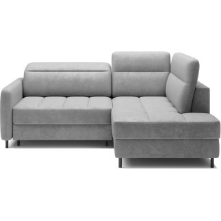 Canapé d'angle convertible en velours gris luxe 3 places BARTOLI