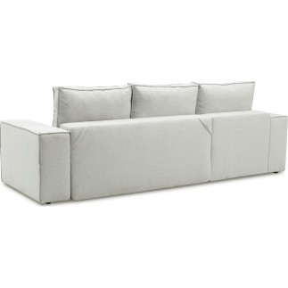 - Canapé d'angle convertible - SIDNEY VELOURS - en tissu Luxe, 5/6 places, blanc cassé, angle gauche (vu de face)