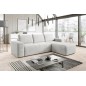 Canapé d'angle convertible - SIDNEY VELOURS - en tissu Luxe - 5/6 places, blanc cassé, angle droit (vu de face)