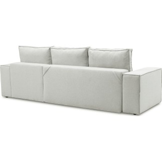 Canapé d'angle convertible - SIDNEY VELOURS - en tissu Luxe - 5/6 places, blanc cassé, angle droit (vu de face)