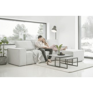 Canapé d'angle convertible - SIDNEY VELOURS - en tissu Luxe - 5/6 places, blanc cassé, angle droit (vu de face)